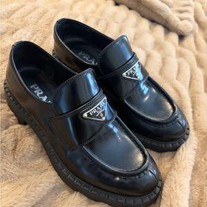 Prada Men's Glossy Black Slip-On Loafers